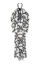 Monse Rope Print Cold Shoulder Silk Gown