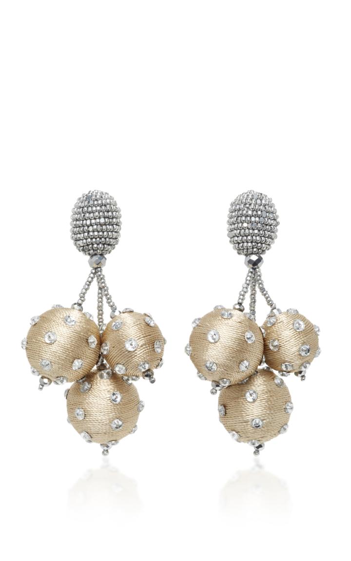 Oscar De La Renta Triple Ball Polka Dot Earrings