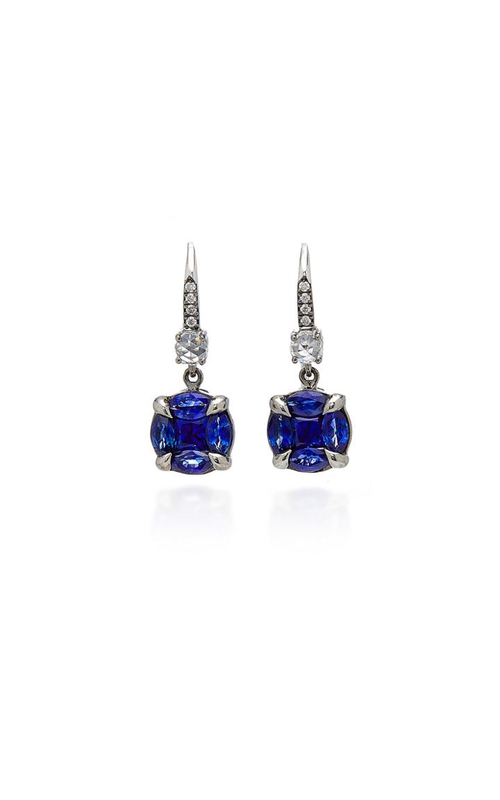 Nam Cho 18k White Gold Rhodium-plated Sapphire And Diamond Earrings