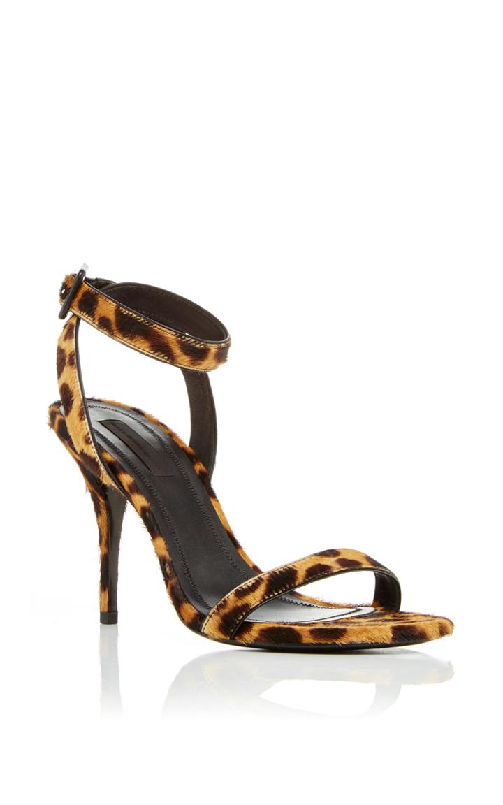 Alexander Wang Atalya Black & Natural Leopard Print Hair Calf Sandals