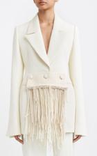 Moda Operandi Marina Moscone Basque Fringe-detailed Cotton-blend Faille Blazer