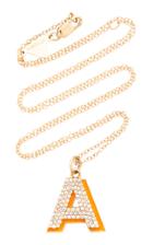 Moda Operandi Alison Lou 14k Gold And Diamond Orange Enamel Letter Necklace