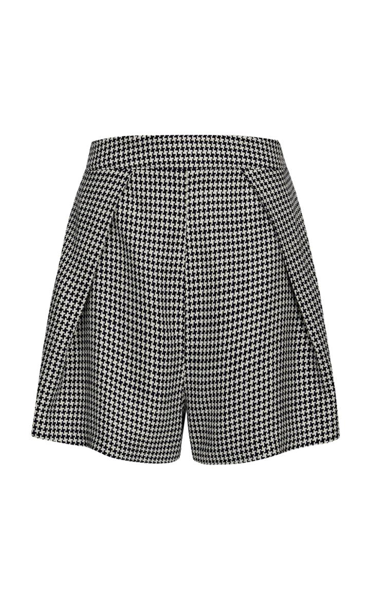 Moda Operandi Safiyaa Bardot Pleated Houndstooth Shorts