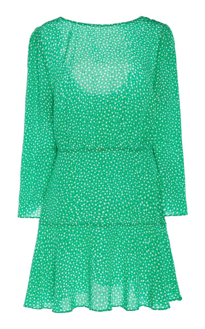 Rixo Kyla Silk Long Sleeve Mini Dress With Scoop Back
