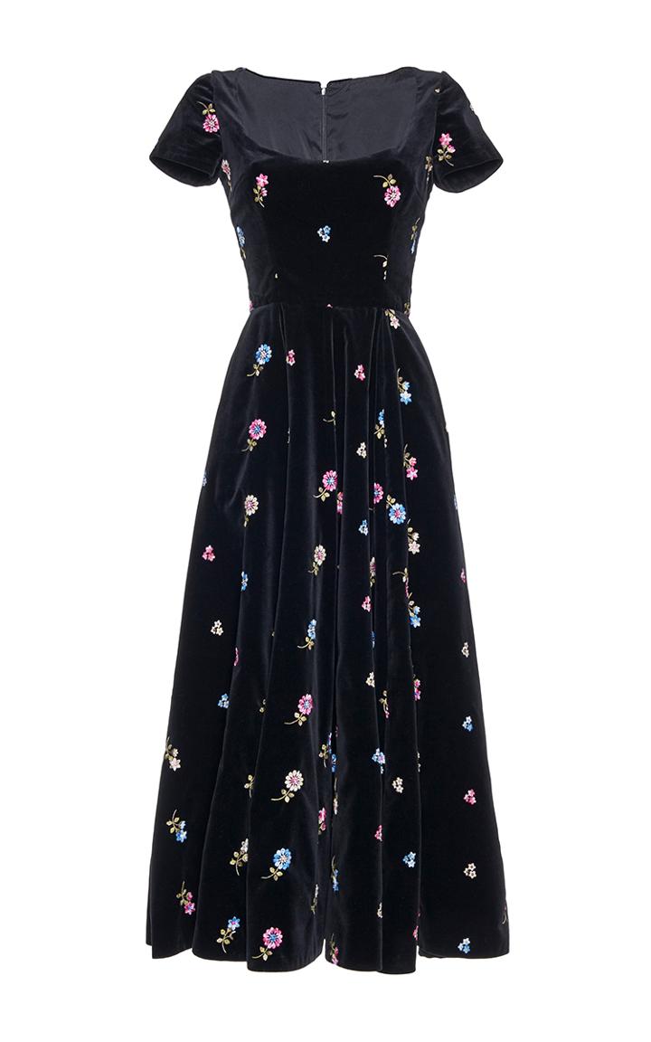 Luisa Beccaria Embroidered Velvet Full Dress
