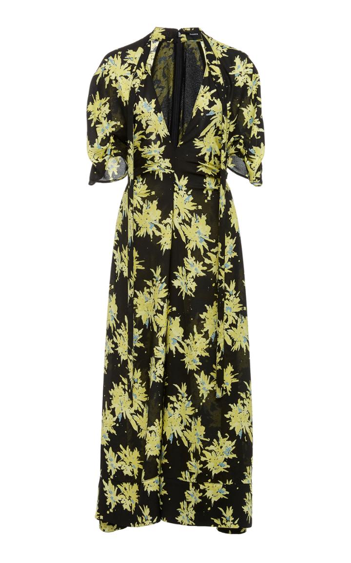 Proenza Schouler Deep V-neck Printed Georgette Dress