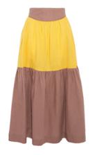 Moda Operandi Anna Mason Eva Two Tone Linen Midi Skirt Size: 6