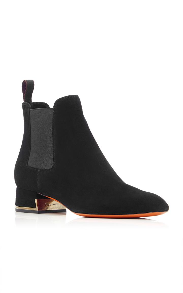 Santoni Demi Suede And Metallic Boots