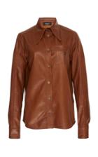 Rochas Leather Shirt With R Pocket Detail