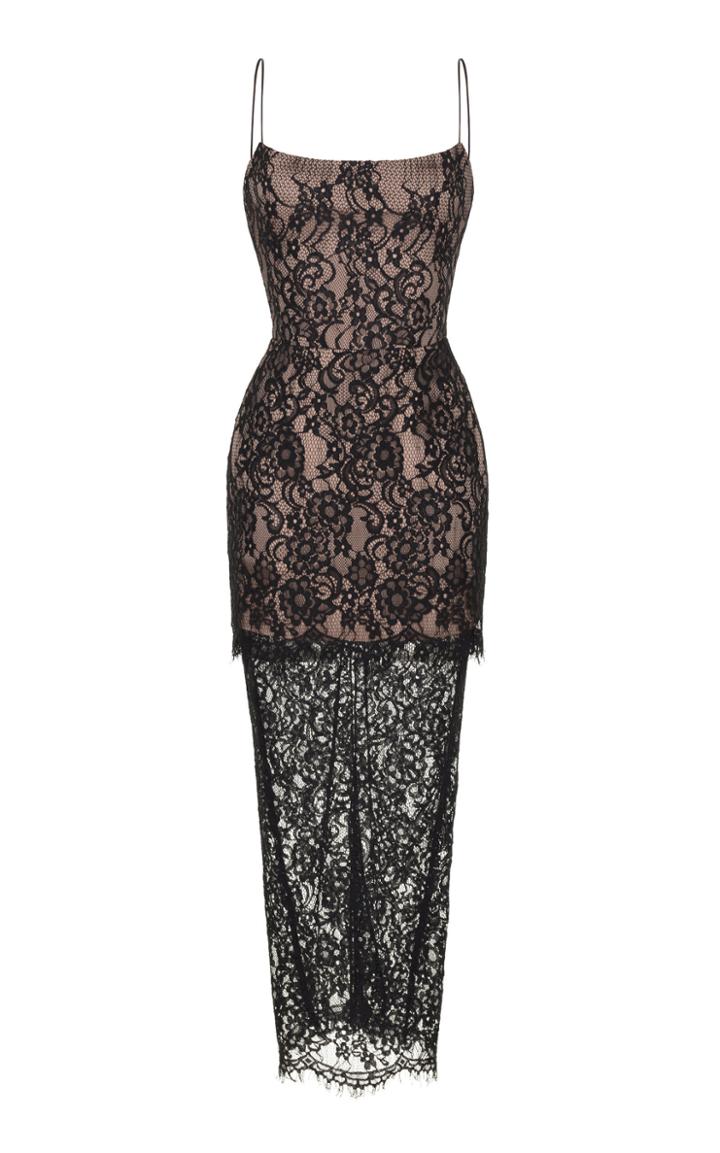 Rasario Tiered Embroidered Lace Midi Dress