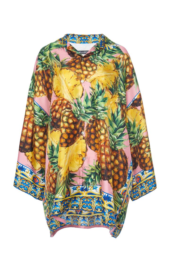 Dolce & Gabbana Oversized Printed Silk-satin Shirt