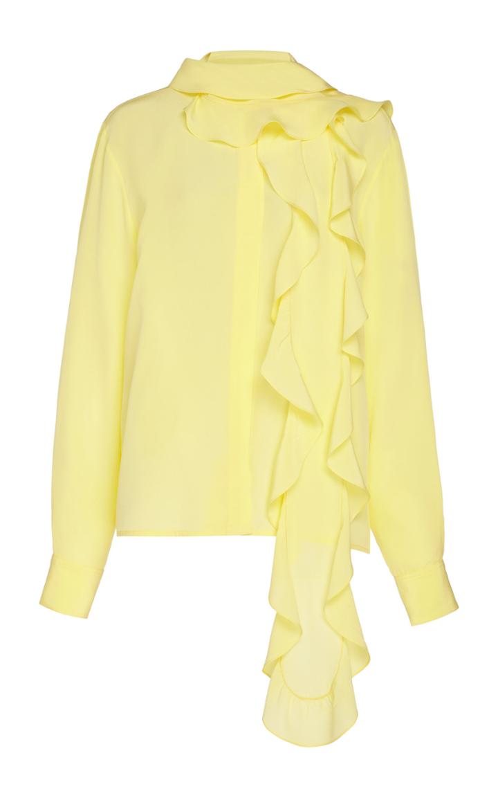 Moda Operandi Victoria Beckham Ruffled Bow Detail Silk Top Size: 6