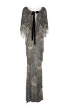 Marchesa Beaded Column Gown With Cape