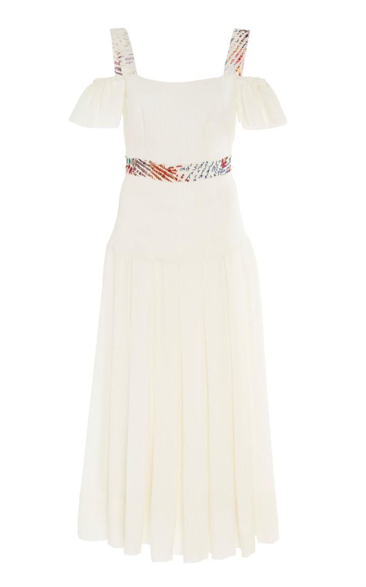 Roopa Abib Midi Hand Embroidered Strap Pleated Dress