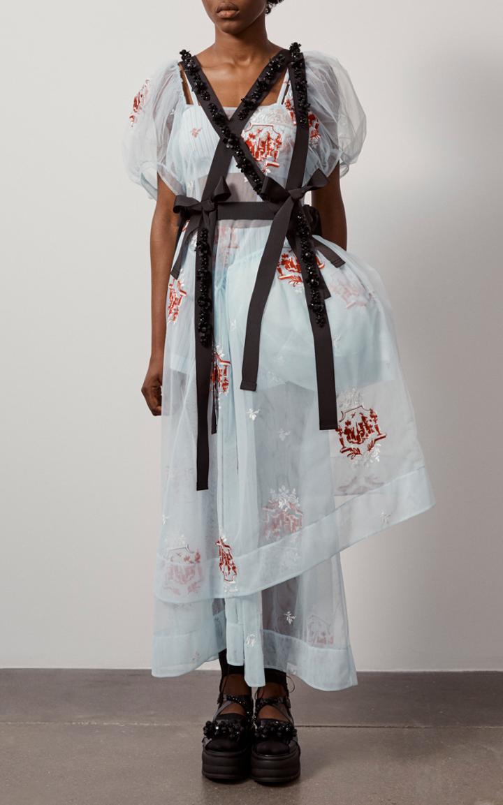 Moda Operandi Simone Rocha Asymmetric Floral Organza Dress
