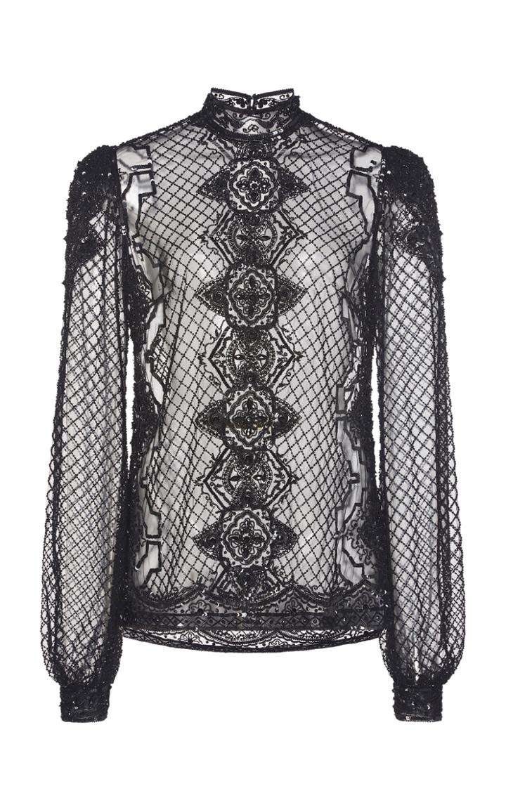 Moda Operandi Zuhair Murad Beaded Net Detailed Blouse Size: 32