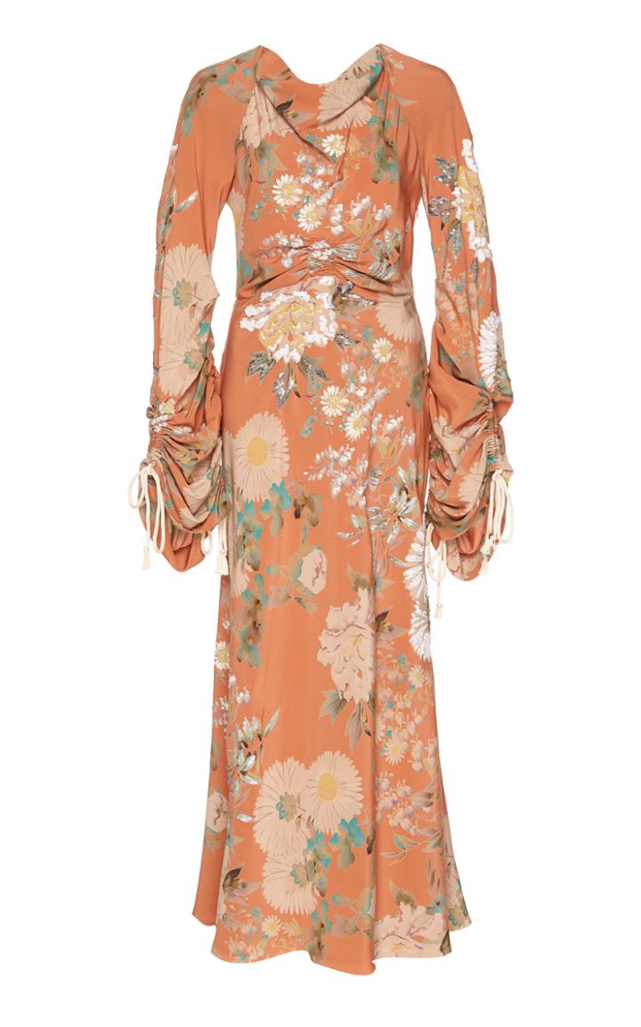 Etro Ruched-sleeve Silk Draped Dress