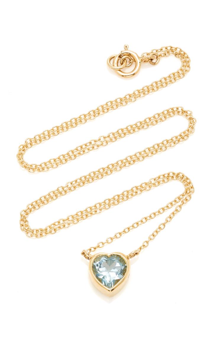 Katey Walker Tiny Heart 18k Gold And Topaz Necklace