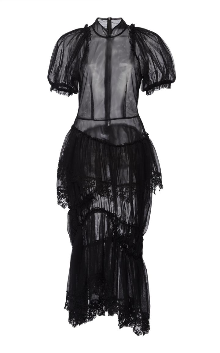 Simone Rocha Tulle Drop Frill Mandarin Dress