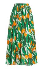 Moda Operandi Carolina Herrera Tulip Print Double Silk Georgette Maxi Skirt