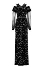 Elizabeth Kennedy Balloon Sleeve Gown With Pearl Embroidery