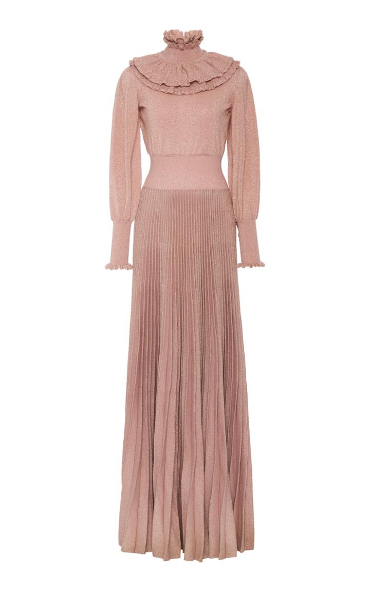 Moda Operandi Marc Jacobs Ruffled-neck Pleated Wool-blend Maxi Dress Size: S