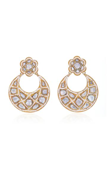 Amrapali 24k Sterling Silver 18k Gold Pearl And Diamond Earrings