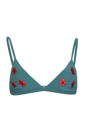 Anemone Embroidered Triangle Bikini Top