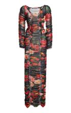Moda Operandi Molly Goddard Roma Ruched Floral-print Mesh Midi Dress