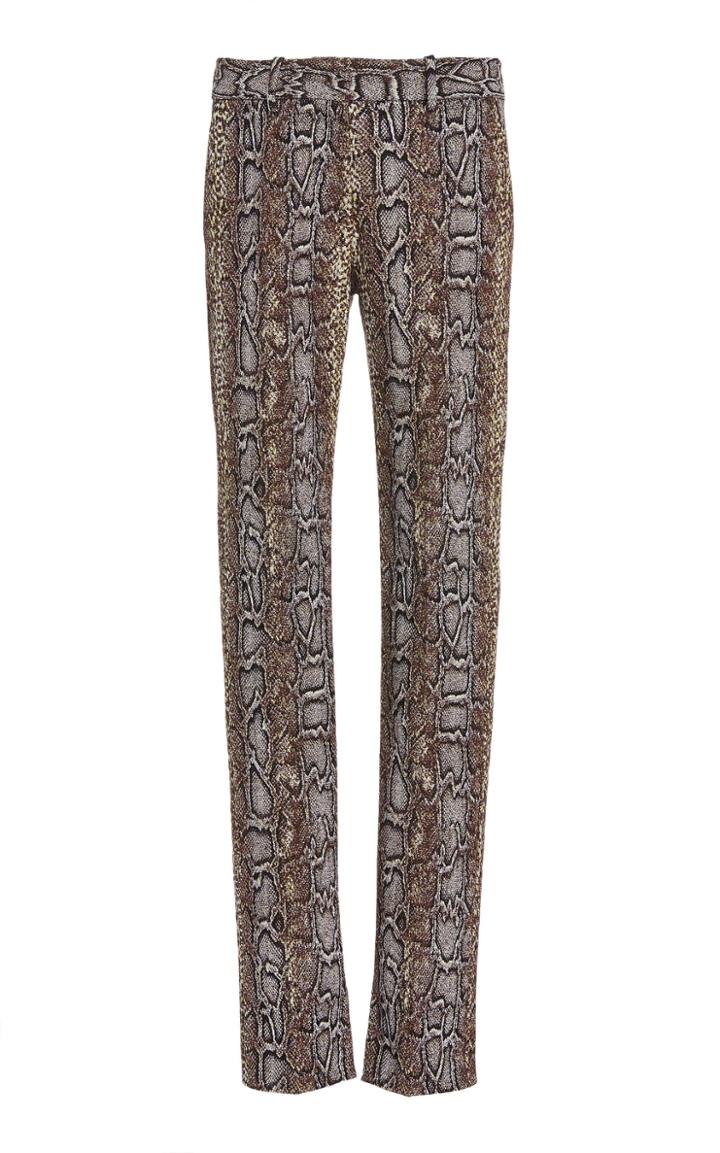 Victoria Beckham Snake-print Stretch-cotton Slim-fit Pants