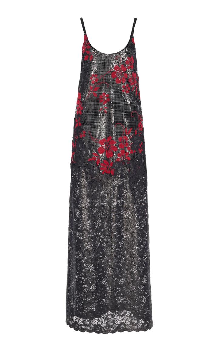 Paco Rabanne Sleeveless Aluminum Lace Maxi Dress