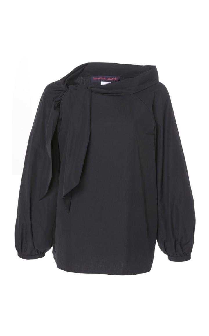 Martin Grant Asymmetrical Knotted Cotton Blouse