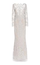 Moda Operandi Marchesa Draped-back Lace Gown