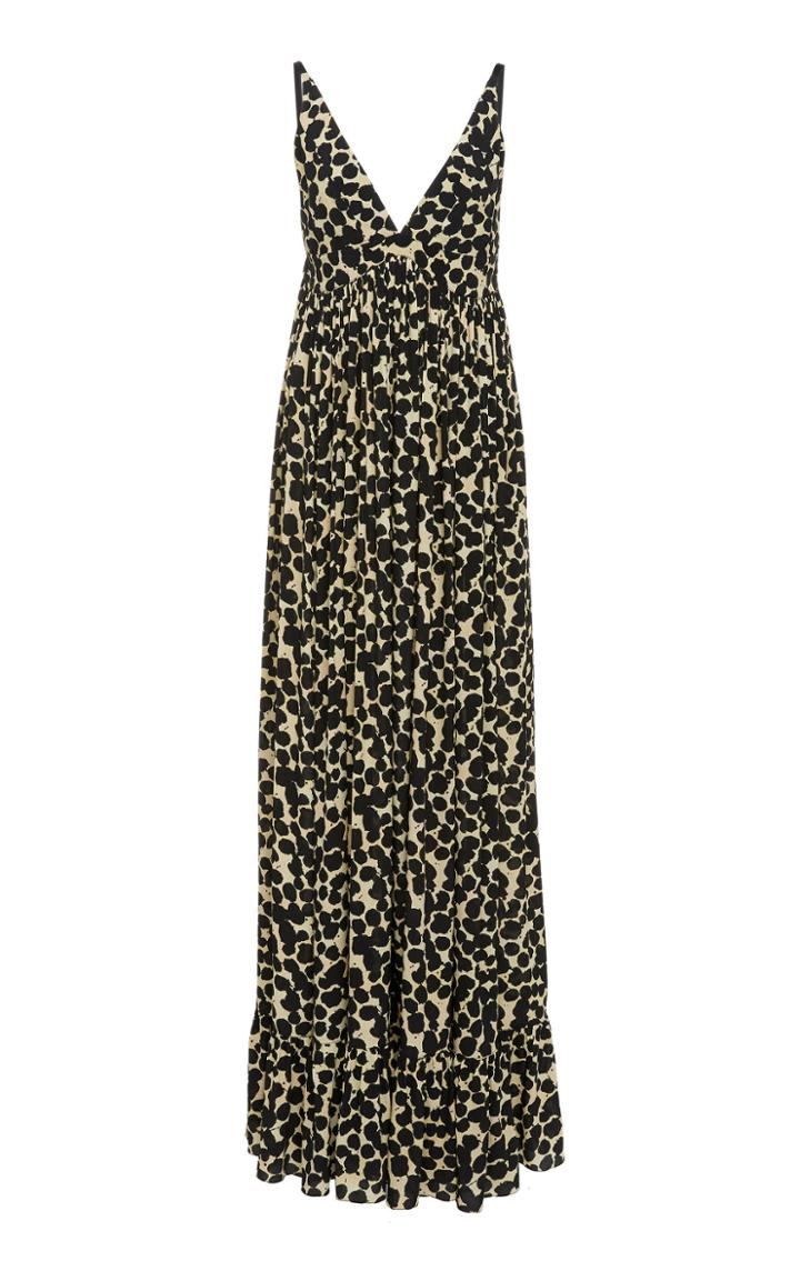 Proenza Schouler Ruffled Hem Printed Satin Dress
