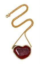Kimberly Mcdonald Red Heart-shaped Geode And Diamond Pendant