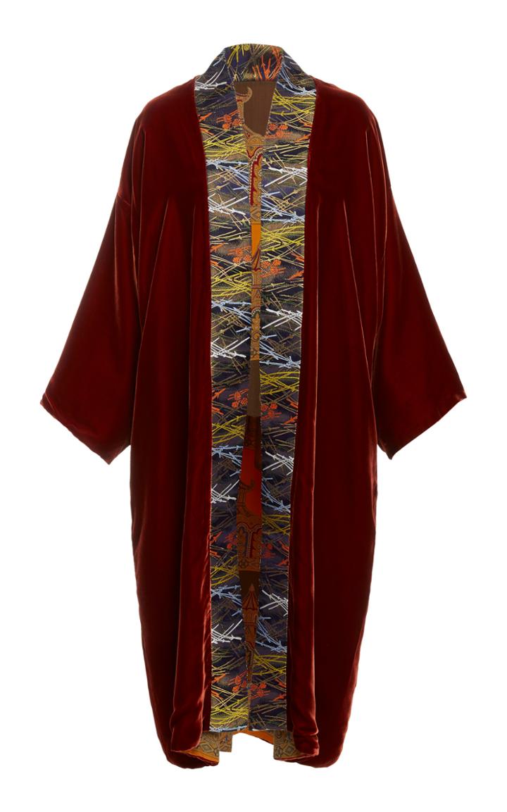 Rianna + Nina Exclusive Reversible Printed Silk And Velvet Coat