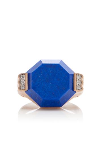 Melis Goral 14k Gold, Lapis And Diamond Ring