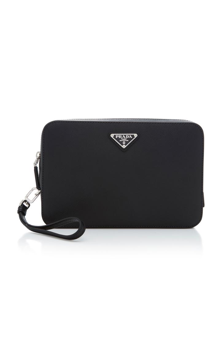 Prada Textured-leather Wristlet Bag