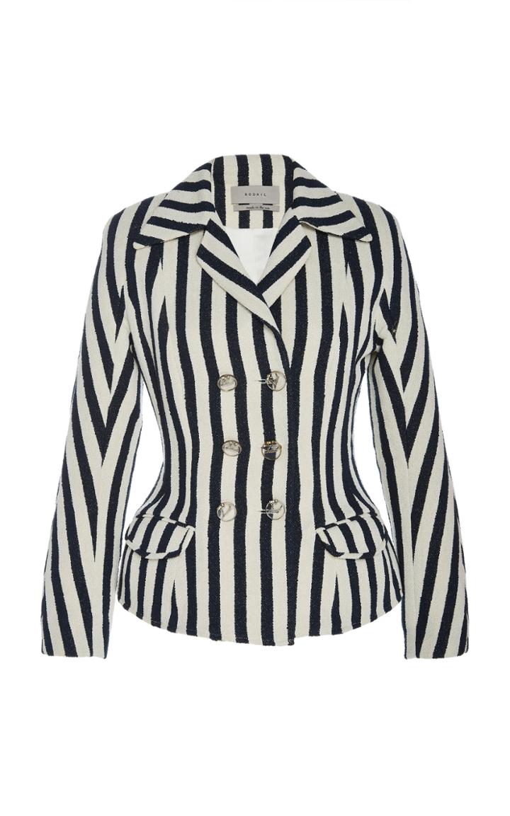 Soonil Stripe Crepe Blazer Jacket