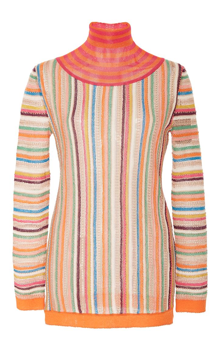 Missoni Striped Ribbed Wool Turtleneck Sweater