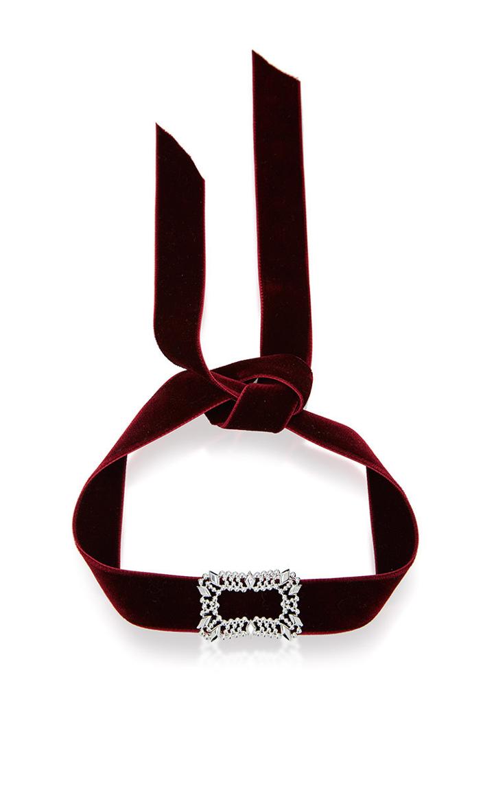 Fallon Toria Buckle Velvet Choker In Bordeaux