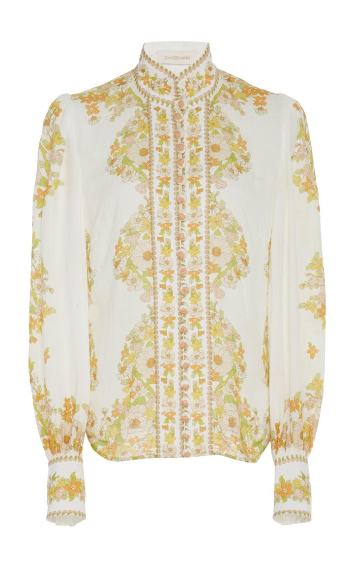 Zimmermann Button-detailed Printed Linen Blouse