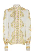 Zimmermann Button-detailed Printed Linen Blouse