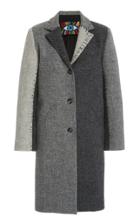 Moda Operandi Libertine Greyscale Stitched Color-block Wool Coat
