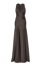 Zac Posen Solid Satin Back Crepe Gown