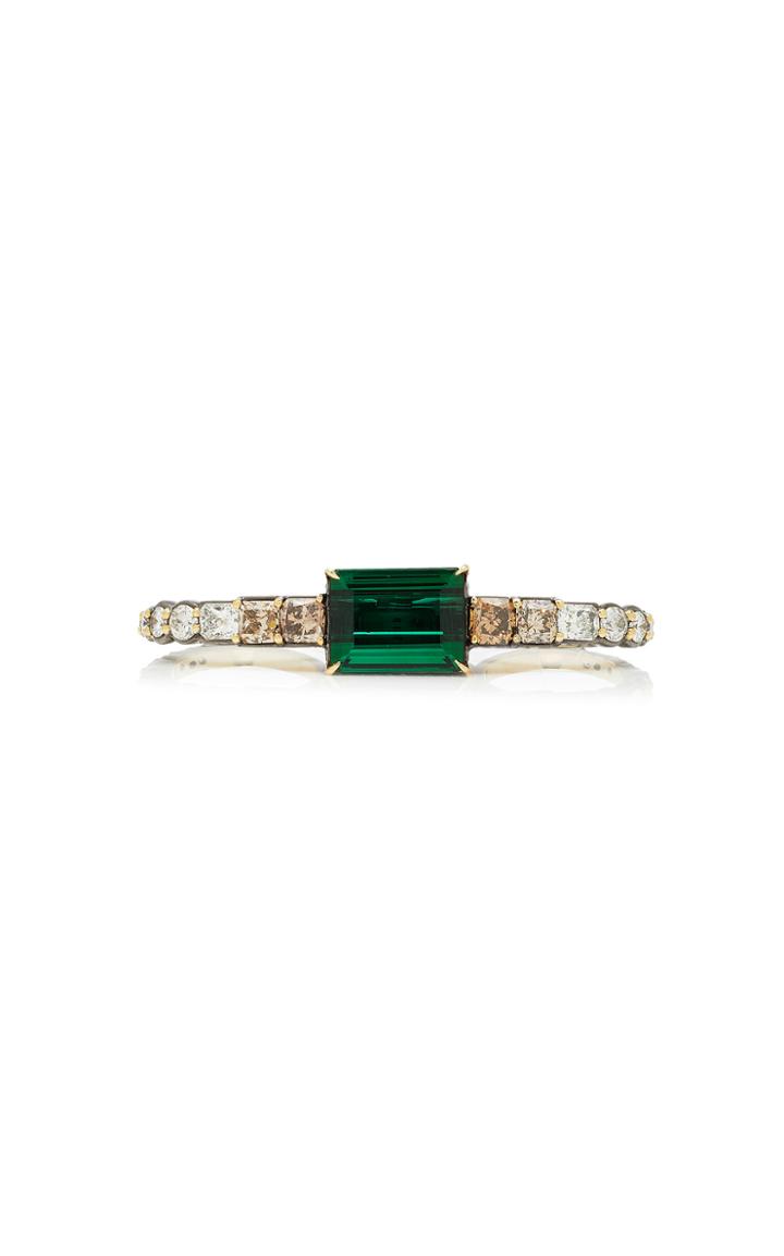 Ara Vartanian 18k Gold And Green Tourmaline Double Finger Ring