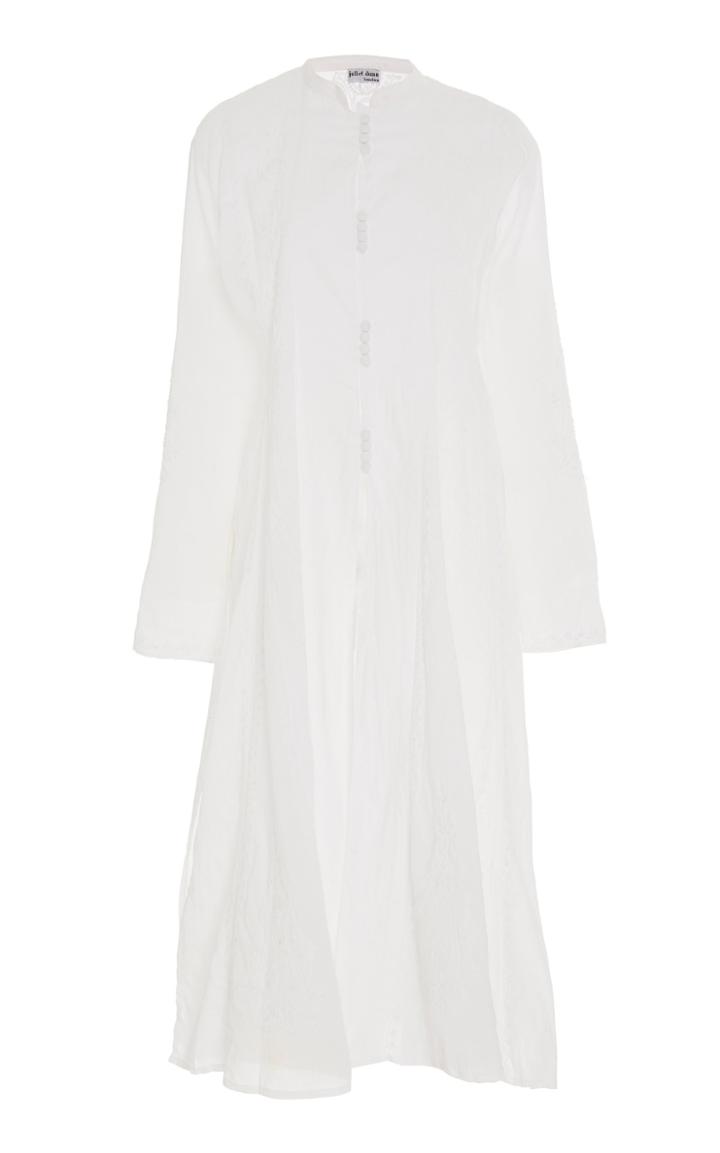 Juliet Dunn Long Embroidered Cotton Coat