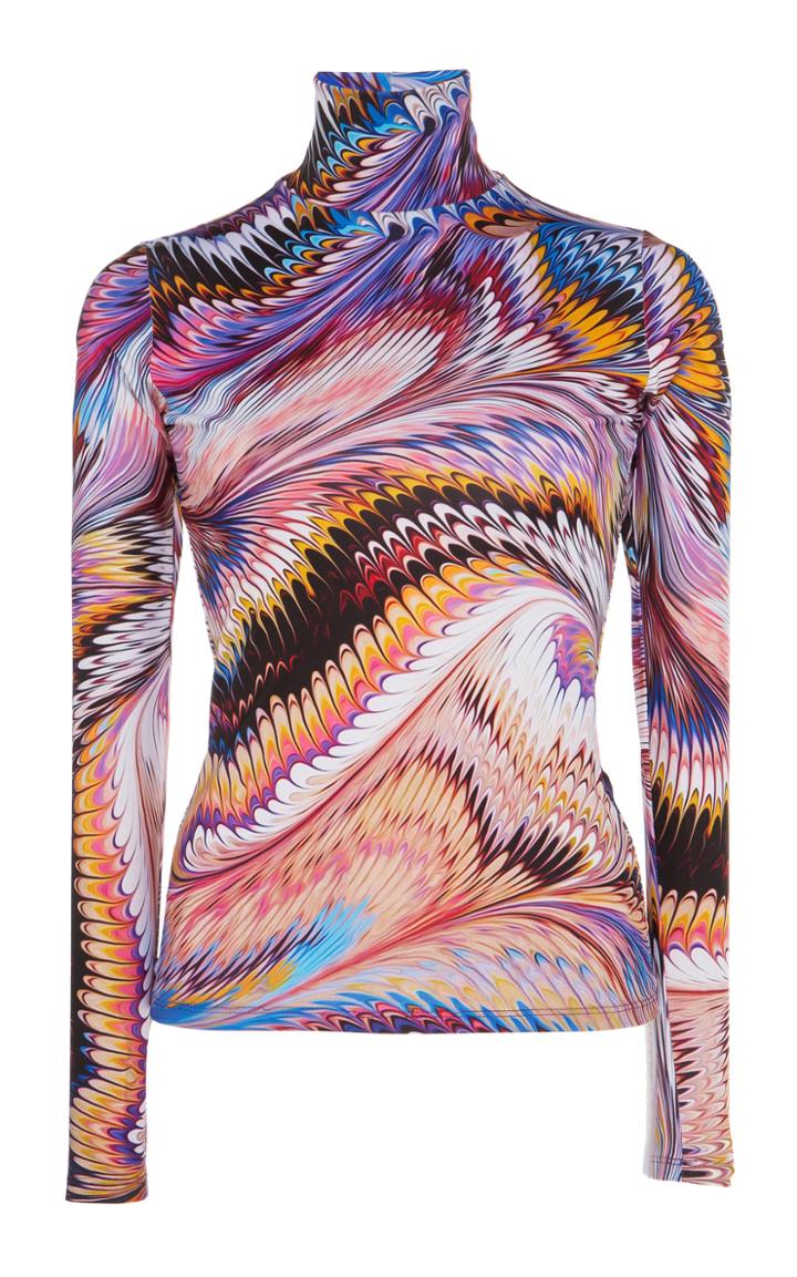 Mary Katrantzou Marbled Jersey Knit Turtleneck