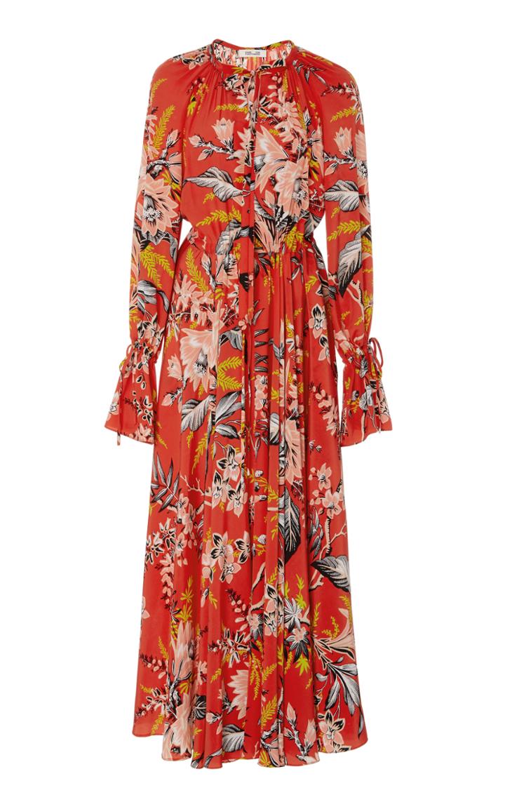 Diane Von Furstenberg Cinched Waist Floral Dress