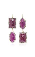 Sylva & Cie Mismatched Ruby Earrings With Diamonds